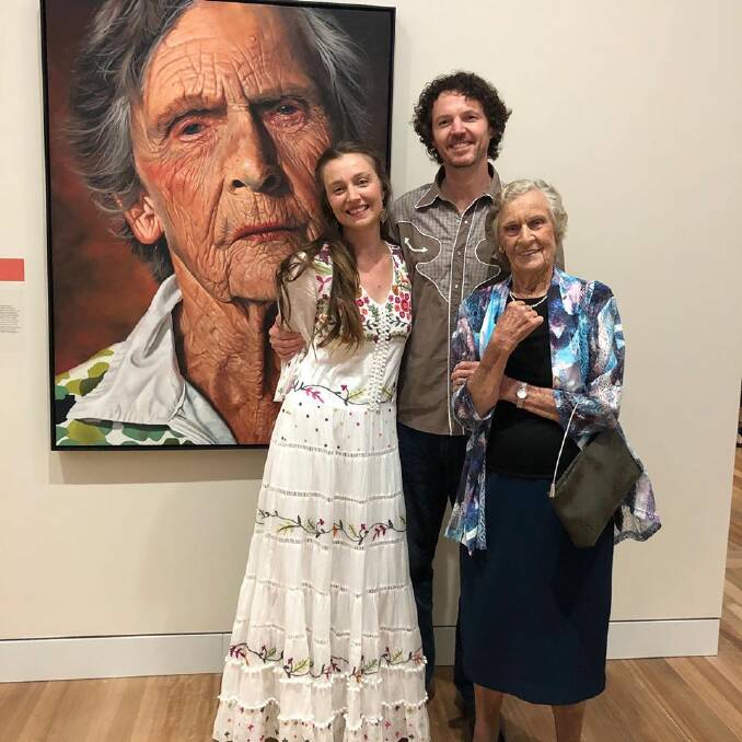 SPECIAL MOMENT: Artist David Darcy and partner Kerry, with environmental activist and prize-winning portrait subject Wendy Bowman. Photo: Supplied