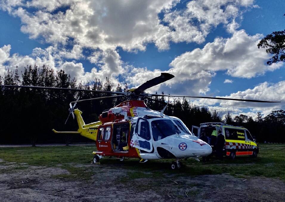 HIGHWAY CRASH: The driver of a car involved in a single-vehicle crash on the Gwydir Highway has been airlifted to hospital. Photo: Westpac Rescue Helicopter Service
