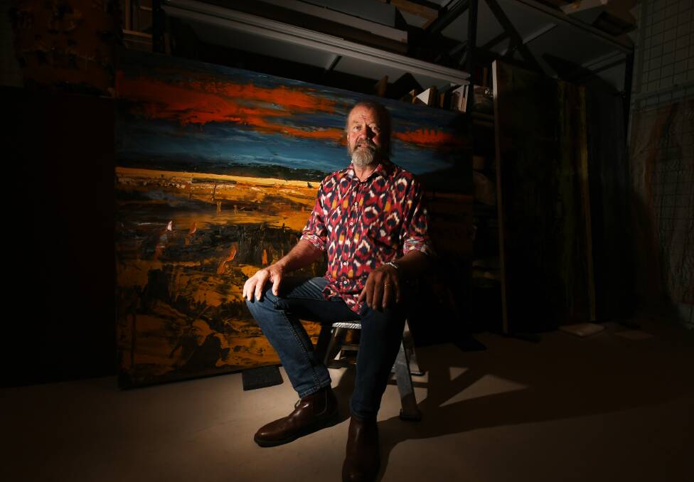 GALLERY GONG: Artist Dr Rowen Matthews created works for 'Land is Emotional' in response to the devastating drought. Photo: Gareth Gardner