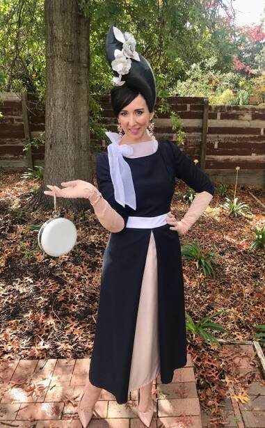 FROCKED UP: Sally Martin entered the Tamworth Cup 'Fashions off the Field' event via Instagram. Photo: Supplied 