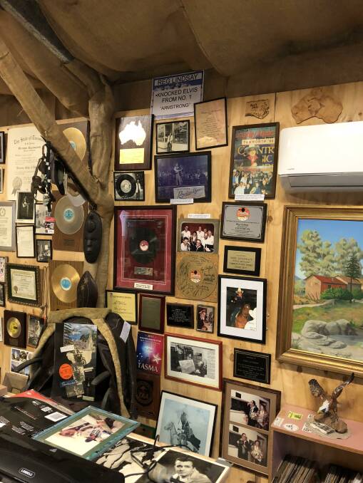 MEMORIES: Reg Lindsay's memorial barn is overflowing with country music memorabilia. Photo: Supplied 