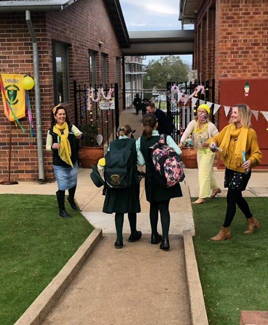 WELCOME BACK: At St Nicholas Primary School, kids were welcomed back based on their house colours. Photo: St Nicholas Primary School