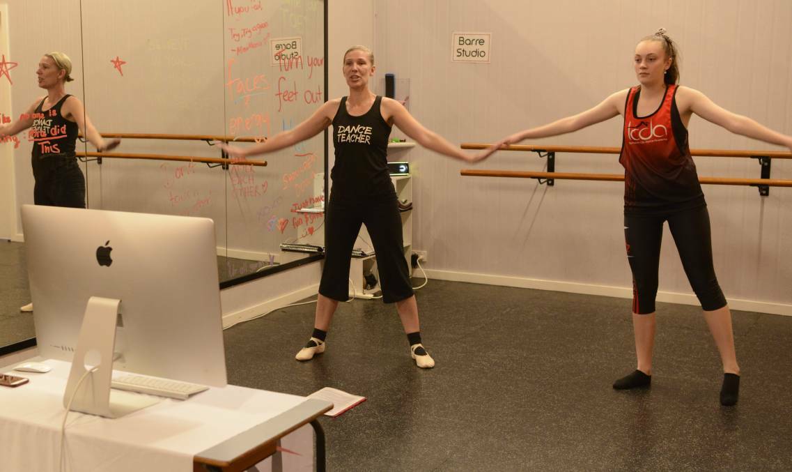 BALLET AT HOME: Miss Kellie and Miss Chelsea streaming their first classes from TCDA on Zoom. Photo: Supplied
