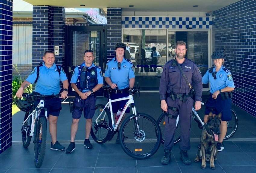 TAILWIND: Officers on pushbikes and the dog squad carried out the successful special operation across the district last week. Photo: Oxley Police District