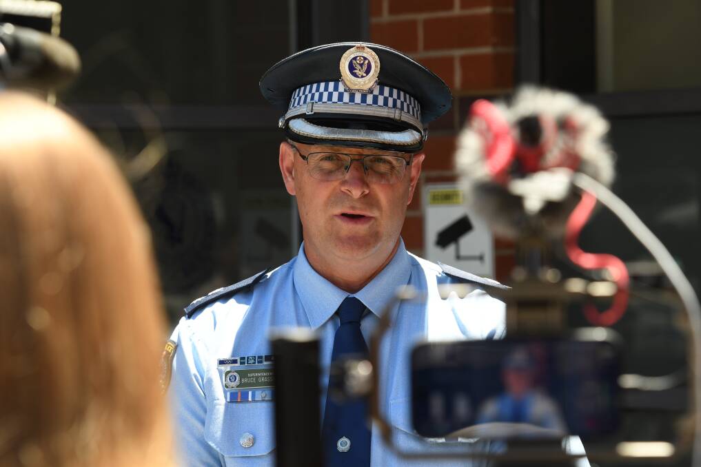 Oxley Superintendent Bruce Grassick addressed the media after the boating tragedy. Picture by Gareth Gardner