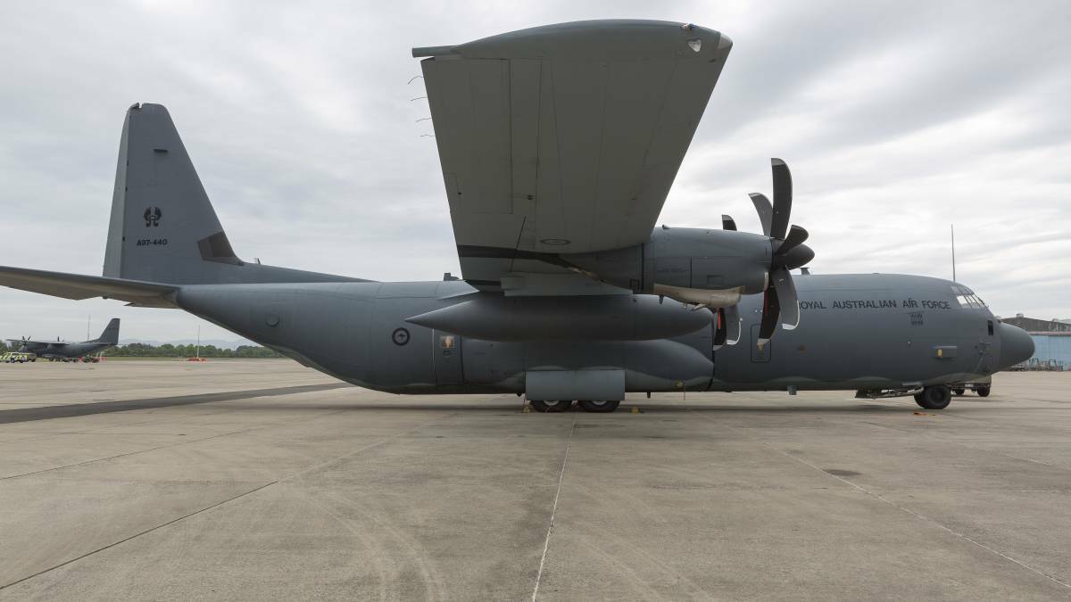 FLYING HIGH: A C-130J Hercules aircraft is set to land in Tamworth on Tuesday. Photo: Department of Defence