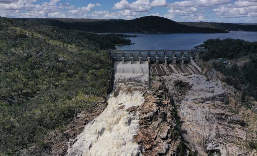 Copeton Dam spilling in spring. Picture supplied by Water NSW