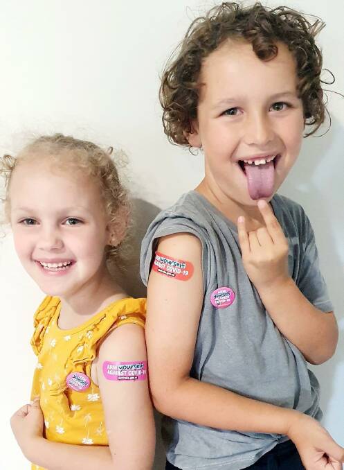 JABBED: Darcie Smith, 6 and big brother Maison Smith, 7, were brave when they got their first COVID-19 vaccine. Photo: Supplied by Jessie Smith