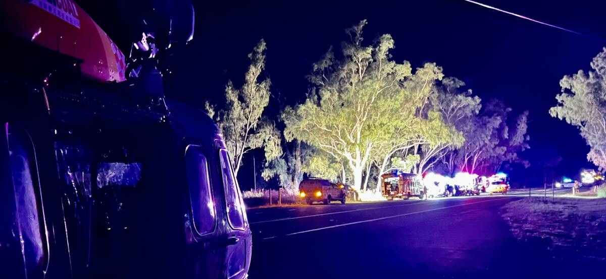 EMERGENCY: The Westpac chopper and other emergency services responded to the serious crash late at night. Photo: WRHS