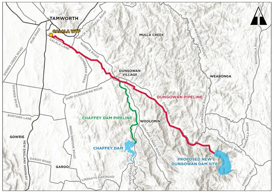 The final route of the Dungowan Dam pipeline. Photo: file