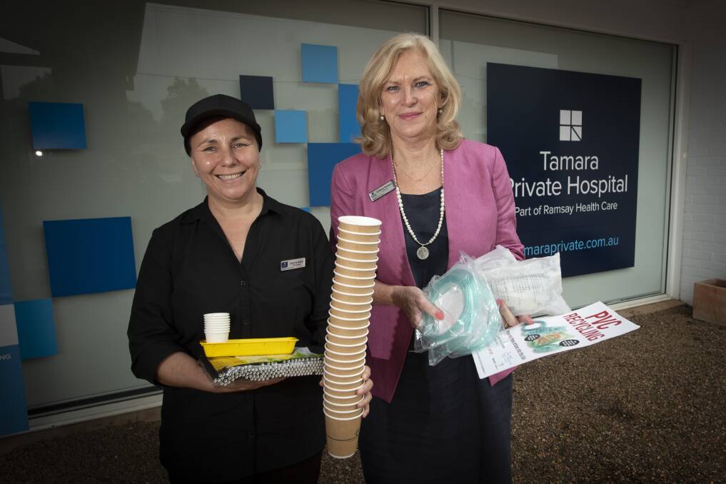 GOING GREEN: Caterina Walker and Trish Thornberry are part of a sustainability drive at Tamara private hospital. Photo: Peter Hardin