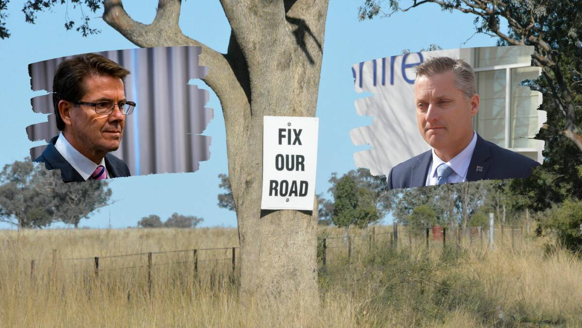 WAR OF WORDS: Gunnedah mayor Jamie Chaffey(right) has blamed Tamworth MP Kevin Anderson (left) for a holdup on an upgrade to Rangari Road. Photo: file