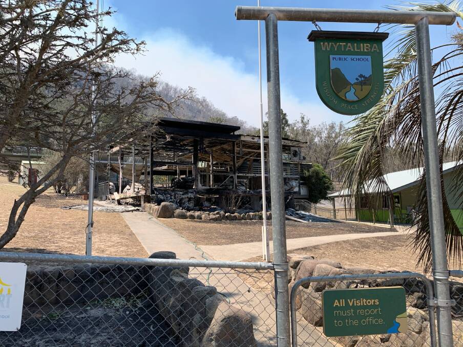 The Wytaliba school was badly damaged in Friday's deadly blaze, with one building totally wrecked. 