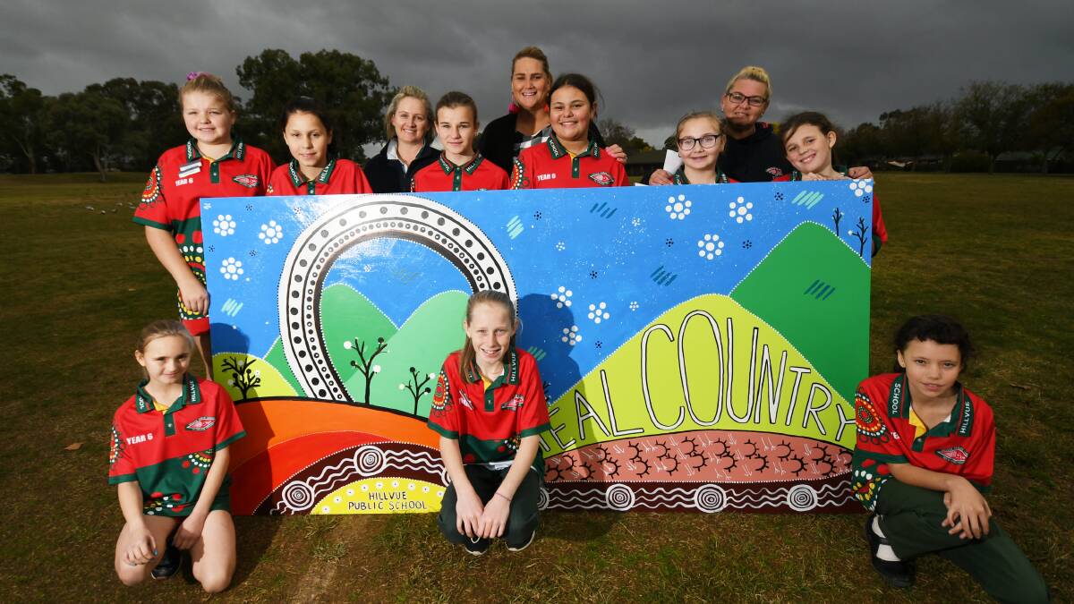 COLOURFUL DISPLAY: This mural, by the Hillvue Public School Gaay Yinarr Girls Group, will feature in Tamworth's newest fire station. Photo: Gareth Gardner