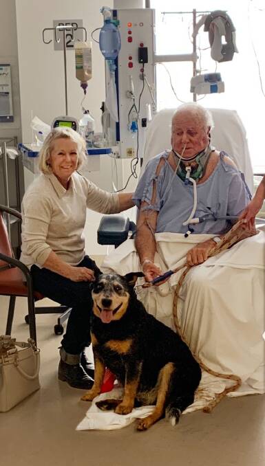 Jim Black spent six months in hospital with Sandy Black and Boots at his side. Photo: Hunter New England Health