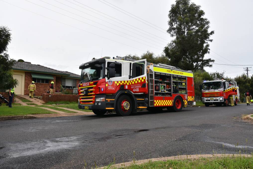 BLAZE: A Marius street home caught fire on Sunday, with crews from Fire and Rescue called to the scene at about 11am. NSW Photo: Andrew Messenger
