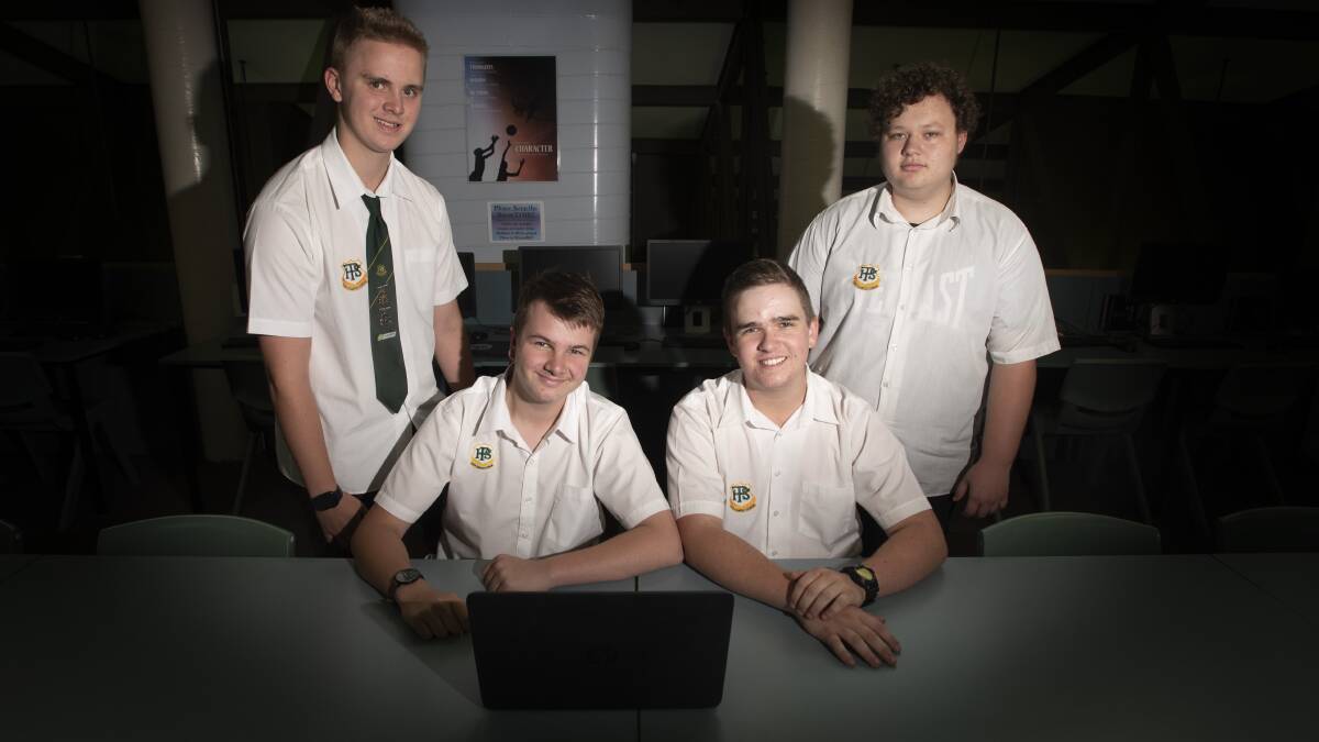 BEZOS BOYS: Peel High School students Luke Maunder, Blaic Hicks, Justin Eunson and Benjamin Jones have been offered the opportunity of a lifetime by Amazon. Photo: Peter Hardin