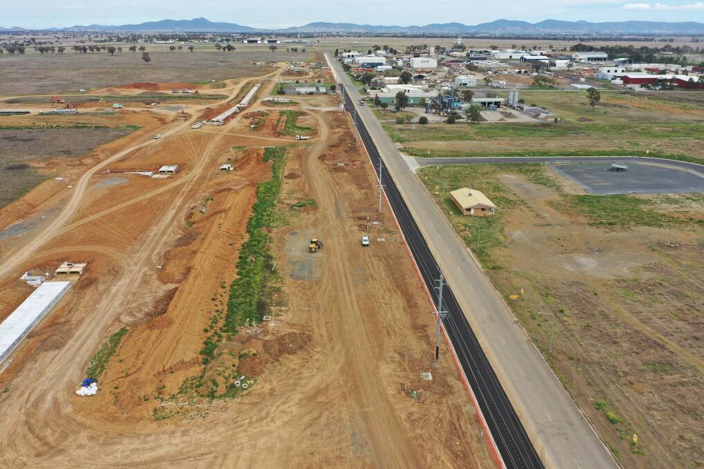 INDUSTRIAL PLANNING: Work began in March on the intermodal access road for the region's logistics hub. Photo: TRC