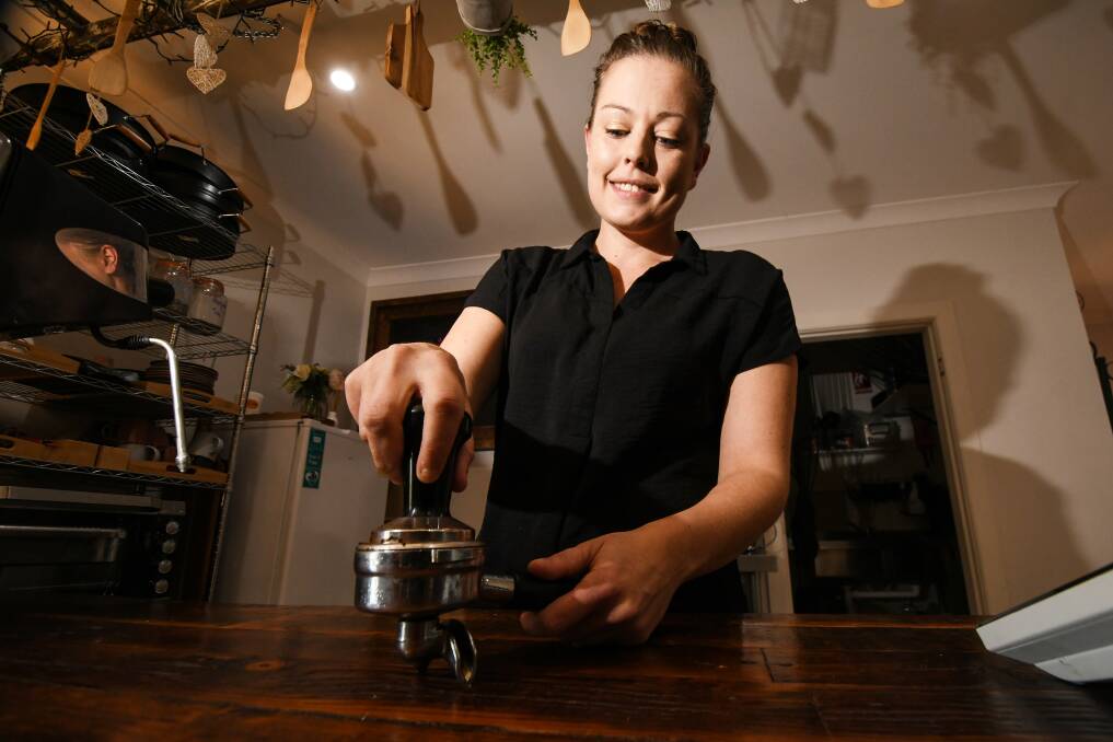 Coffee hit: Pickles and Tea owner and barista Tristie Ashbrooke has been there with open doors for her customers through COVID-19. Photo: Gareth Gardner