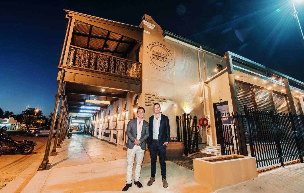 VACCINATION NATION: Harvest Hotels Directors Fraser Haughton and Chris Cornforth at the Courthouse Hotel in Tamworth. Photo: Harvest Hotels