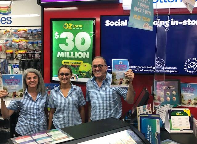 MEGA WIN: Inverell Newsagency owner Anthony Michael (right) said the outlet was celebrating selling a million-dollar winning ticket. Photo: Lottery
