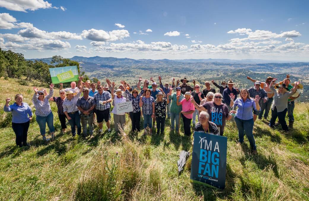 BIG FANS: More than 40 supporters from Nundle and Hanging Rock join ENGIE representatives at the wind farm project site, last week. Photo: file