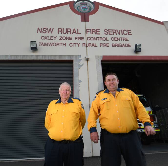 SACRIFICE: Kingswood Firefighter Graham Brown and Tamworth City Deputy Captain Darren Russell got a rare year with the family this Christmas. Photo: Gareth Gardner