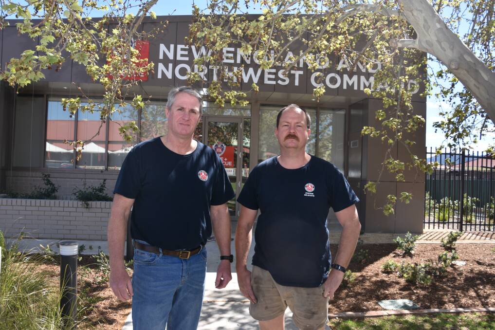 OPEN UP: Senior Firefighter Marty Frahm and Senior Firefighter John Eddy, both union delegates, want Werris Creek and Quirindi stations to stay open. Photo: Andrew Messenger