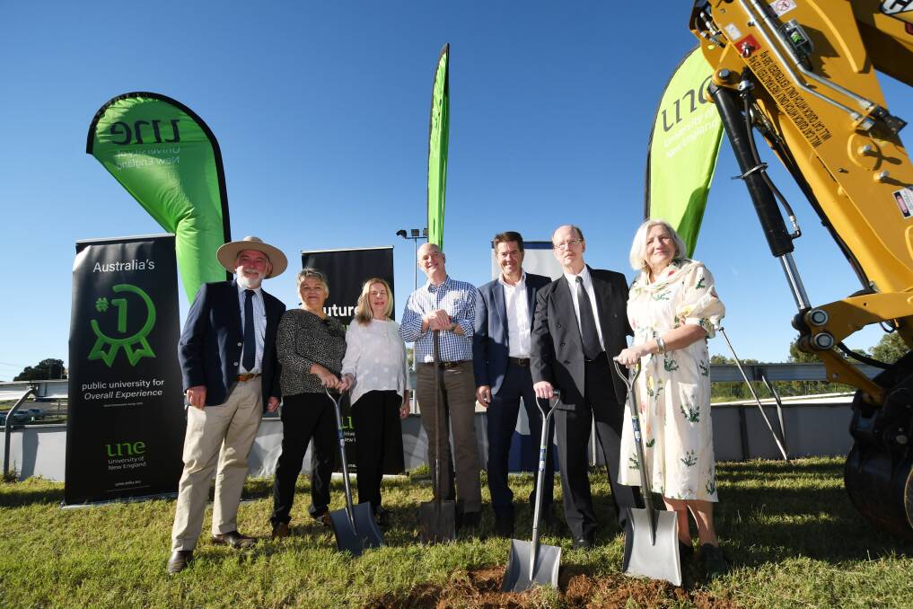 Community and university leaders broke ground on the new Tamworth UNE campus in March, but design work has yet to begin. Picture by Gareth Gardner, file