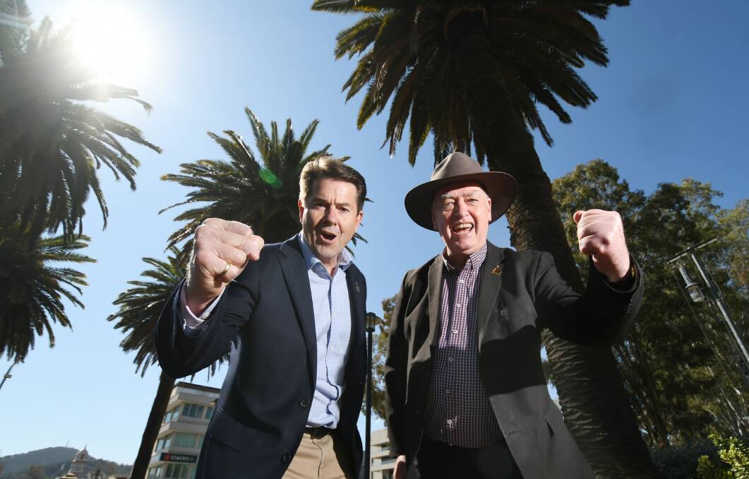MAD KEEN: Tamworth MP Kevin Anderson and Tamworth Country Music Festival Manager Barry Harley can't wait for TCMF 2022. Photo: Gareth Gardner 