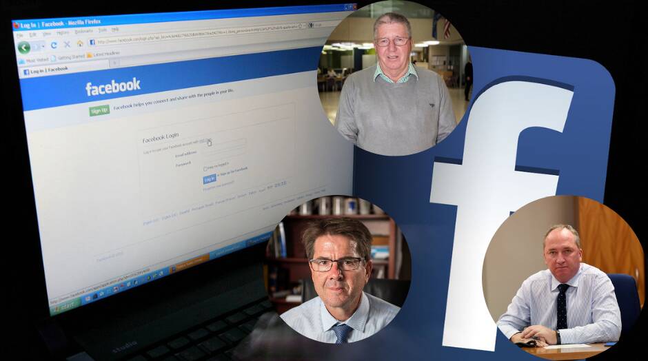 FACEBOOK CONDEMNED: Tamworth MP Kevin Anderson, Mayor Col Murray and New England MP Barnaby Jocye slammed a Facebook decision to ban all reputable news from the platform. Photos: file
