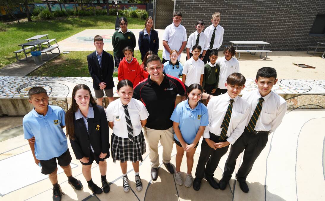 BIG CREW: The Gomeroi Culture Academy welcomed in 21 new students for its fifth year, twice as big as any previous year. Photo: Gareth Gardner 