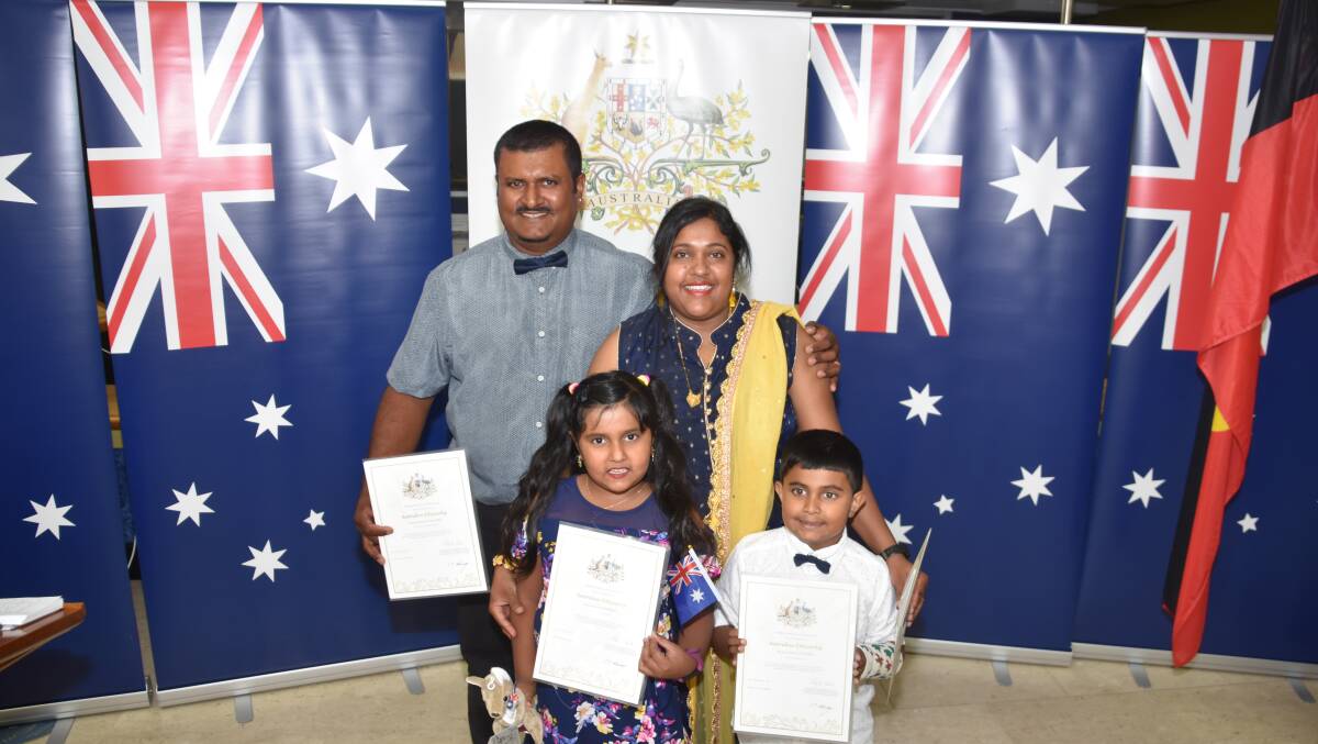 NEW AUSTRALIANS: The Chandra family, who emigrated from Fiji several years ago, have become Australian citizens. Photo: Andrew Messenger