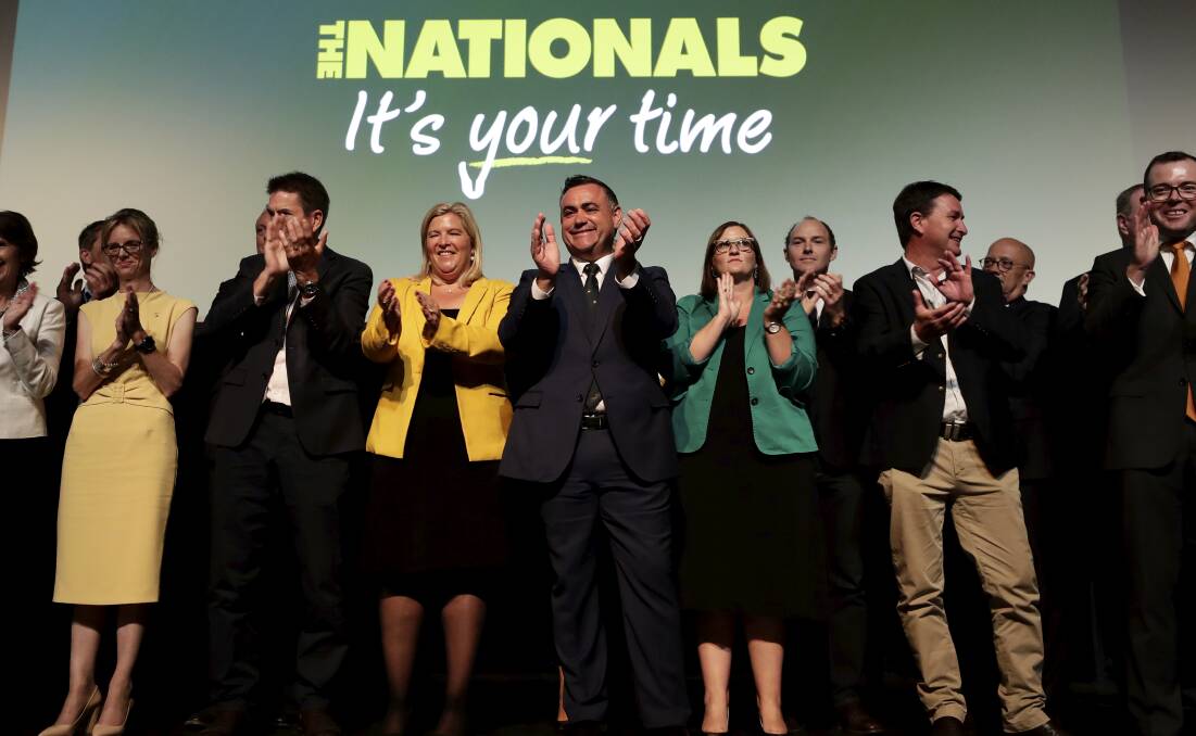 Mr Barilaro and his Nationals team at the NSW Nationals election launch in Queanbeyan on Sunday.