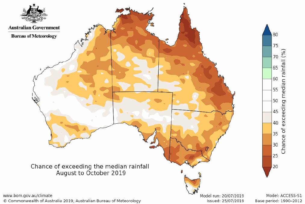 The grim rainfall outlook for Australia over the next three months.