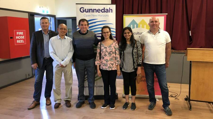STRONG PARTNERSHIP: Gunnedah Shire Mayor Jamie Chaffey with founder of Multicultural Tamworth Eddie Whitham and four other representatives from the group in 2019. Photo: Supplied 