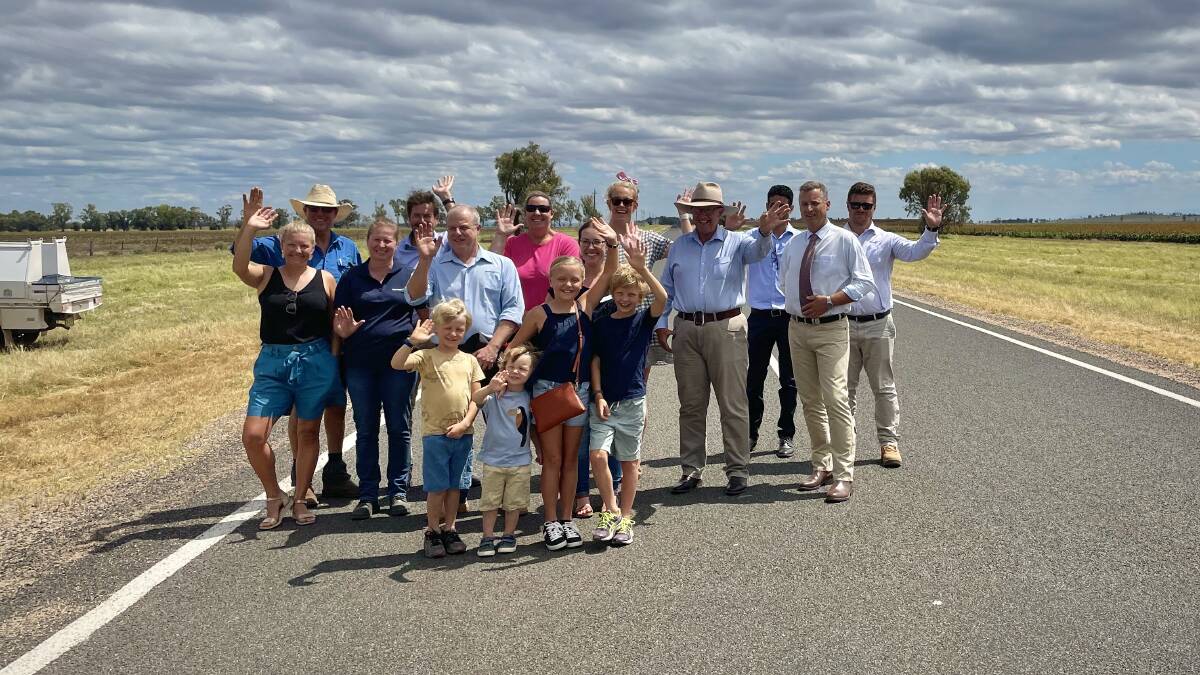 CELEBRATING: Gunnedah Shire Mayor Jamie Chaffey, State Member for Tamworth Kevin Anderson and Federal Member for Parkes Mark Coulton were joined by members of the community to celebrate the completion of the Grain Valley Road upgrade between Mullaley and Boggabri.