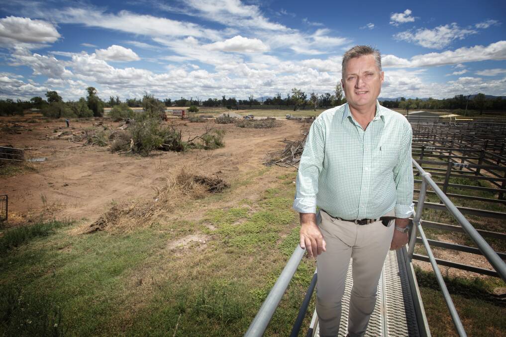 TICK OF APPROVAL: Gunnedah mayor Jamie Chaffey in front of some of the demolished area of the Gunnedah Saleyards. Photo: Peter Hardin 151220PHE009, file