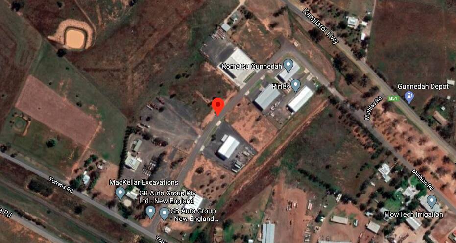 PROPOSED SITE: The proposed site on Torrens Road and Allgayer Drive in Gunnedah's industrial estate. Photo: Google maps