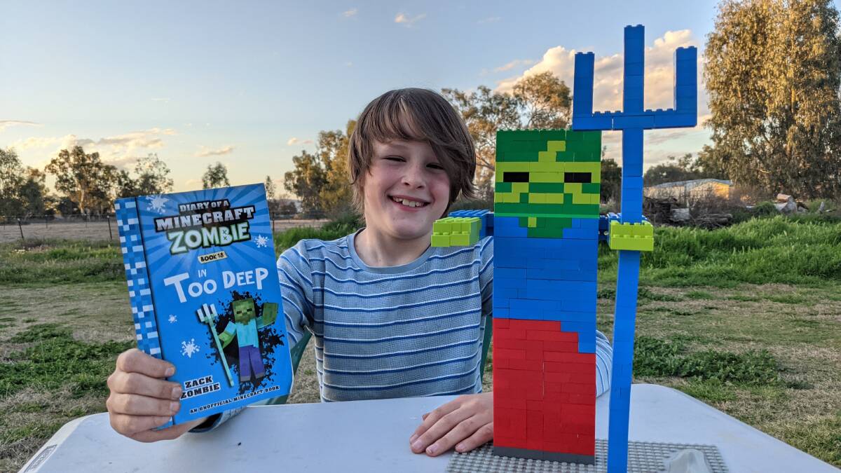 GET CREATIVE: A Lego scene by Henry from his favourite book "Diary of a MineCraft Zombie: In Too Deep" by Zack Zombie. Photo: Supplied 