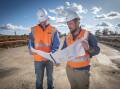 Aidan De Luzuriaga and Ashley Sheridan from KCE Construction on site working on the Tamworth Business Park. Picture by Peter Hardin