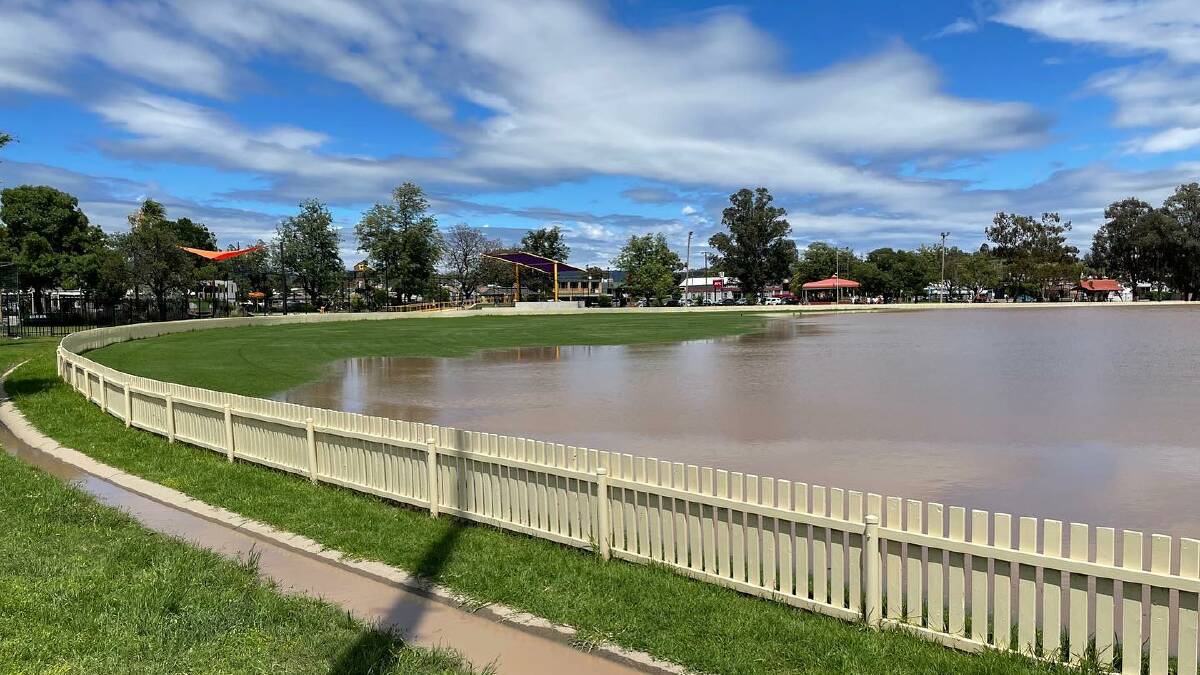 BIG WET: Major flooding is being experienced in Gunnedah with parks and sporting fields inundated. Photo: Gunnedah Shire Council 