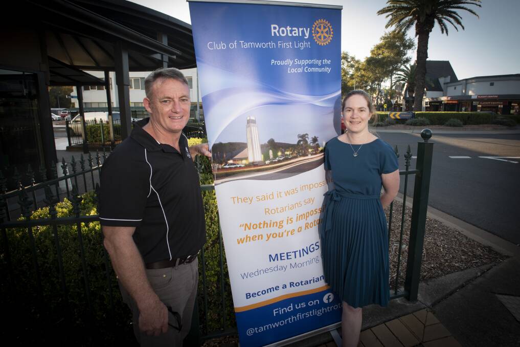CAREERS EXPO: Careers adviser at Calrossy Anglican School, Charles Impy and Rotary Club of Tamworth First Light event coordinator Marina Hearne. Photo: Peter Hardin