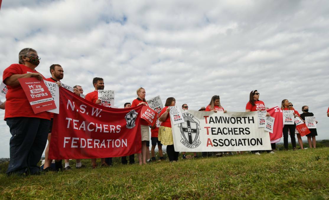 FED UP: Tamworth teachers attended a rally as part of the More Than Thanks campaign last month. Photo: Gareth Gardner/ File
