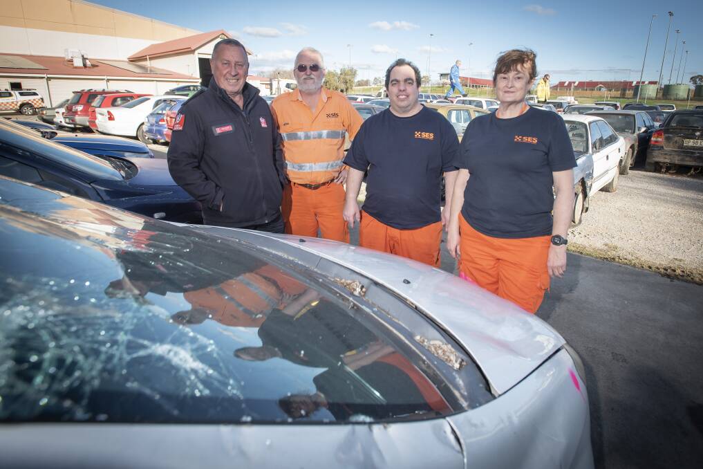 HONING SKILLS: Tamworth Fire and Rescue zone commander Tom Cooper with SES members Michael Davison, Daniel Kenner and Michelle Manera at TRECC ahead of the challenge. Photo: Peter Hardin
