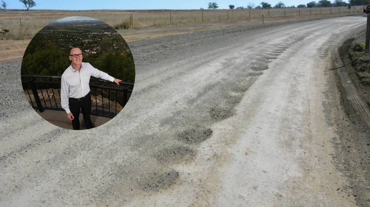ROAD RETAKE: Tamworth council's infrastructure and works manager Murray Russell (inset) said Rangari Road was on the priority list for transfer. Photos: File 