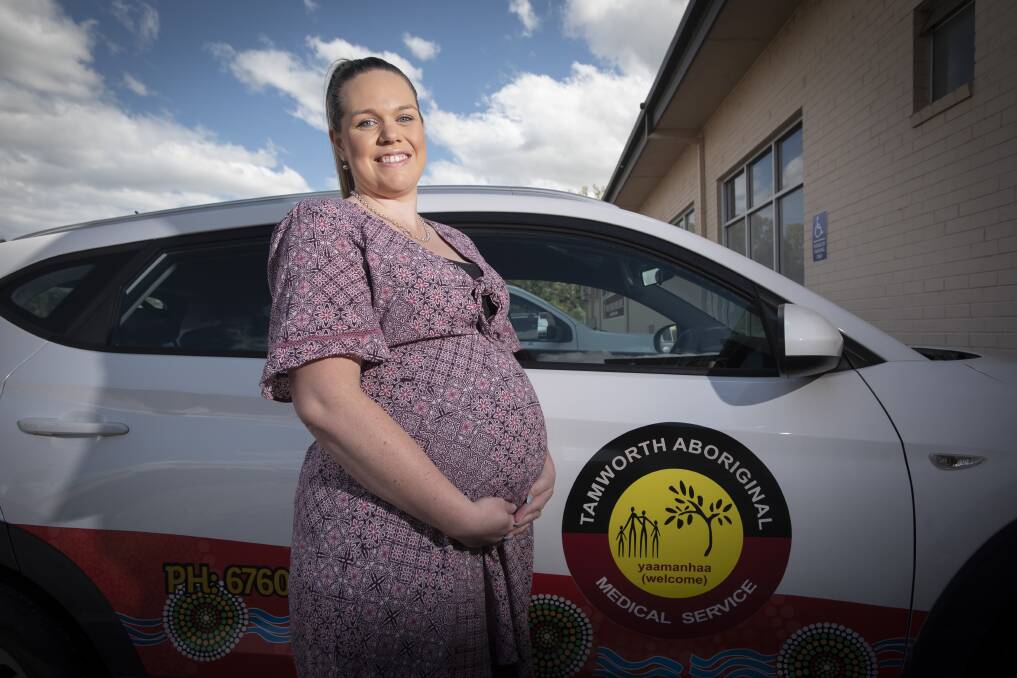 VACCINATED: Tamworth's Gabby Taggart is 36-weeks pregnant, and on Monday got her second dose of Pfizer at TAMS. Photo: Peter Hardin 130921PHB014