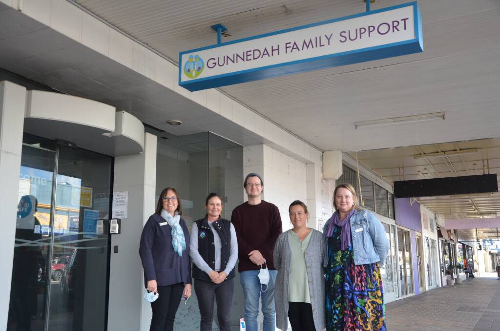 EXPANDING: Gunnedah Family Support's Lisa Sumpter, Sophie King, Wil Haulcroft, Cassie Aldridge and CEO Vanessa Hodges-Schembri. Photo: Caitlin Reid 