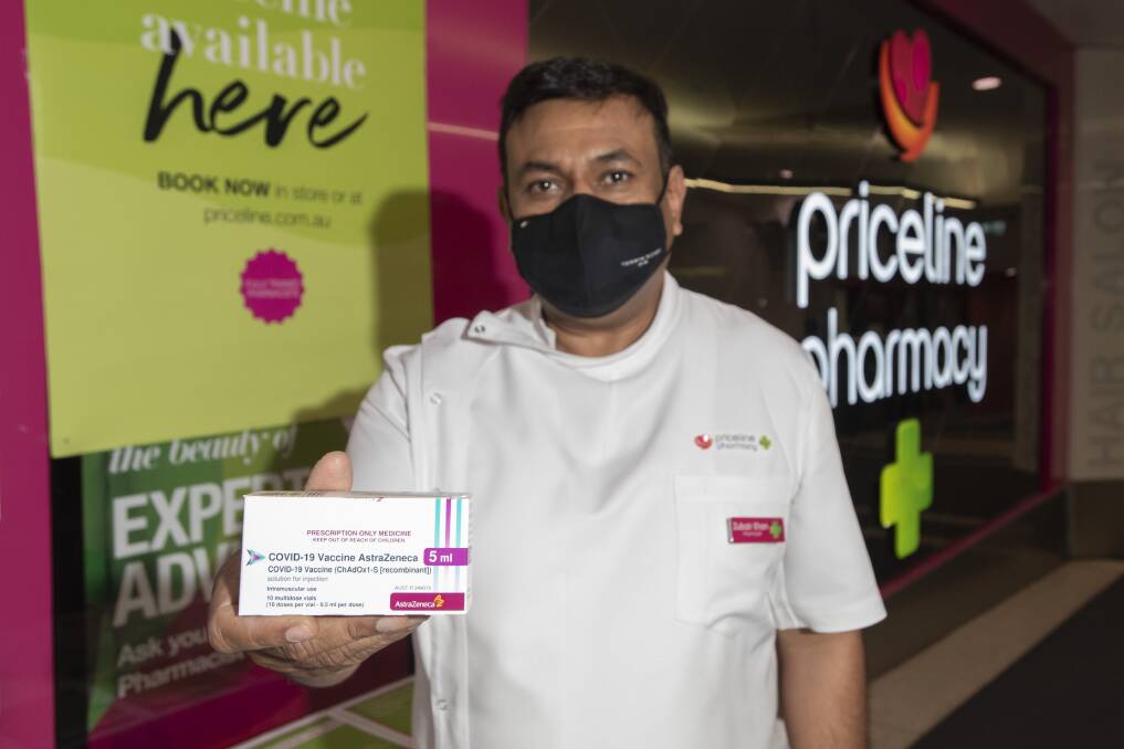 ROLL UP SLEEVES: Priceline Pharmacy Tamworth pharmacist Zubair Khan is encouraging the community to get vaccinated at a local pharmacy. Photo: Peter Hardin 160821PHD003