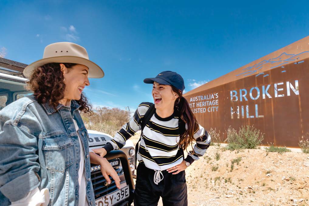 TAKE A TRIP: Amy Shark and Ash London in Broken Hill as part of the campaign. Photo: DESTINATION NSW